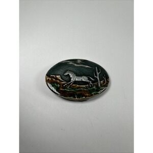 Indiana Metal Craft F297 Horse Desert Landscape Enamel Belt Buckle Green